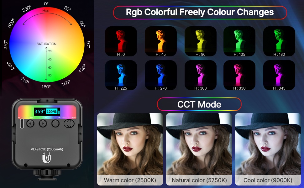 CL-201 Camera RGB Light – Portable Rechargeable LED Panel for Photography & Video rgb video lighting (40)