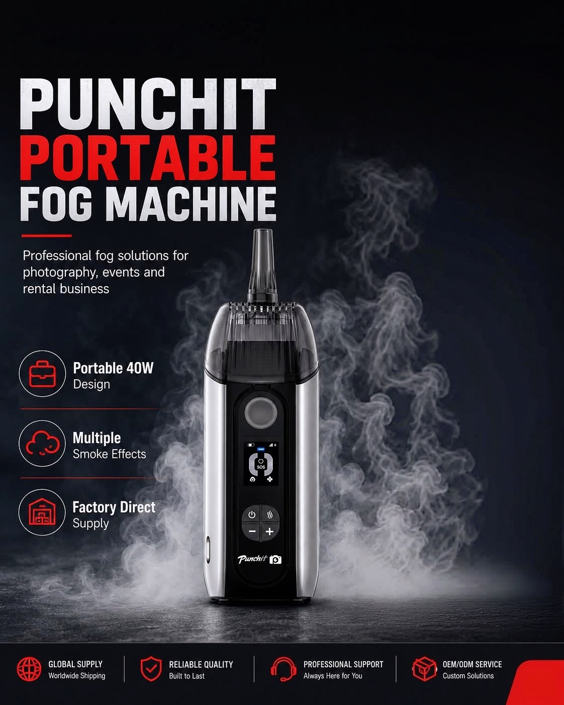 FM-40W Portable Fog Machine - Punchit Factory Direct Wholesale